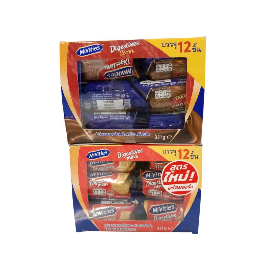 McVitie's Digestive minis Biscuit แมคไวตี้ส์ ไดเจสทีฟ มินิส์ บิสกิต ขนาด 351 กรัม กล่องละ 12 ชิ้น