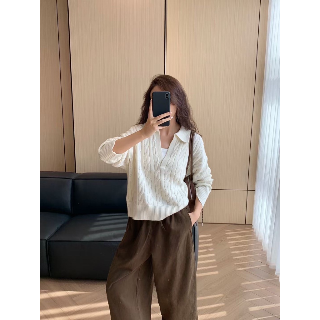 do** เสื้อคอวี Ralph Lauren Sweater คอปกผ้าผสมแคชเมียร์ มี 2 สี สินค้าใหม่ ของแท้