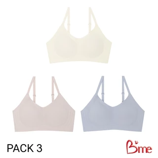 B'me เสื้อชั้นในไร้ขอบ level 1 ฟองบาง รุ่น ME1A3W (แพ็ก 3 ตัว คละสี) สีเบจ สีครีม สีเทา