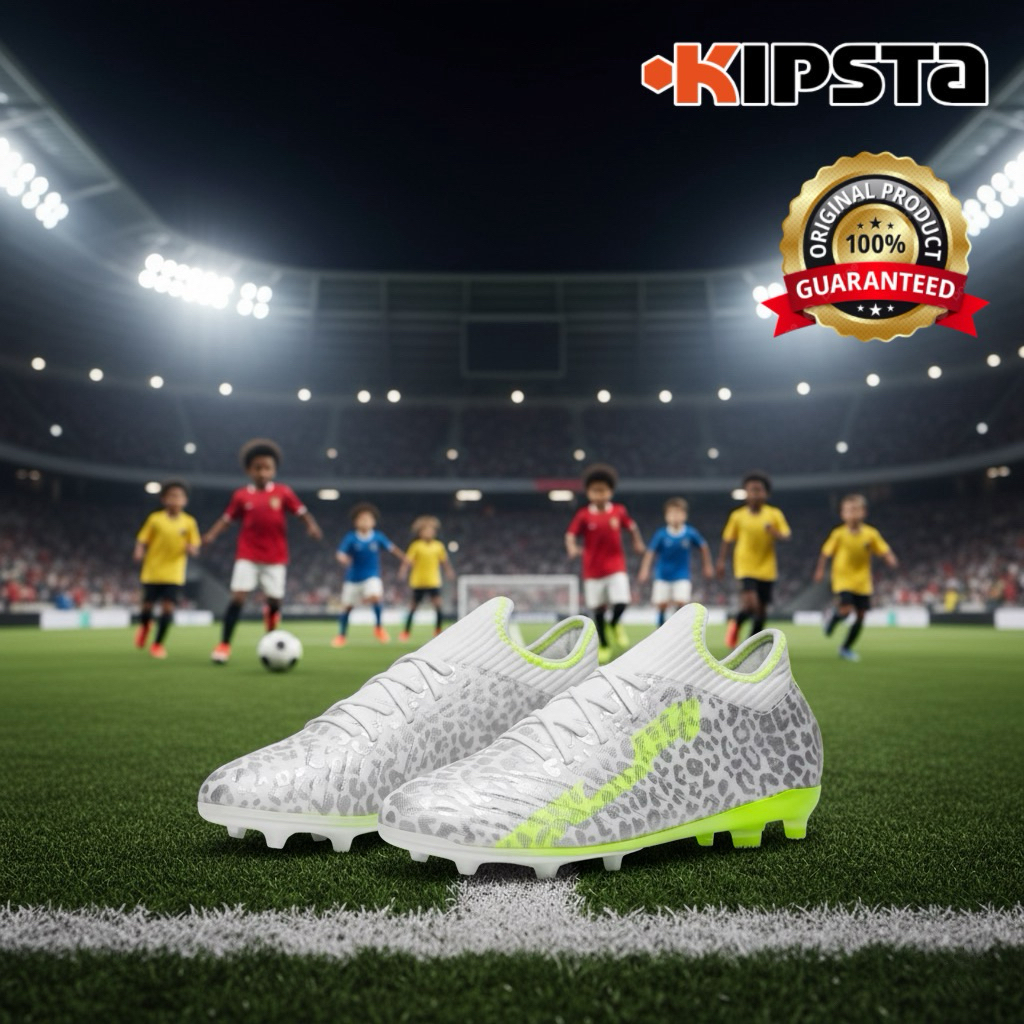 รองเท้าฟุตบอลสำหรับเด็กพื้นรองเท้า FG “แบบผูกเชือก” (มีไซส์ 32-38) รุ่น CLR Jaguar Boost KIPSTA