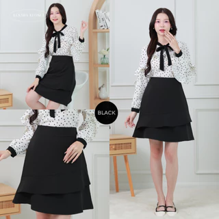 กระโปรงทำงานเอวสูง ทรงระบาย 2 ชั้น ยาว19' Aster Skirt