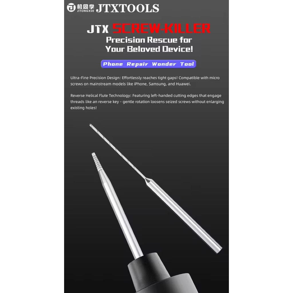 ดอกสว่านเกลียวเลื่อนJTX SK-1 สำหรับมืออาชีพ ใช้สำหรับถอดสกรูโทรศัพท์มือถือที่ถูกทำลายหรือเสียรูปทรงแบบเจียรเร็วและง่าย - รูปที่ 3