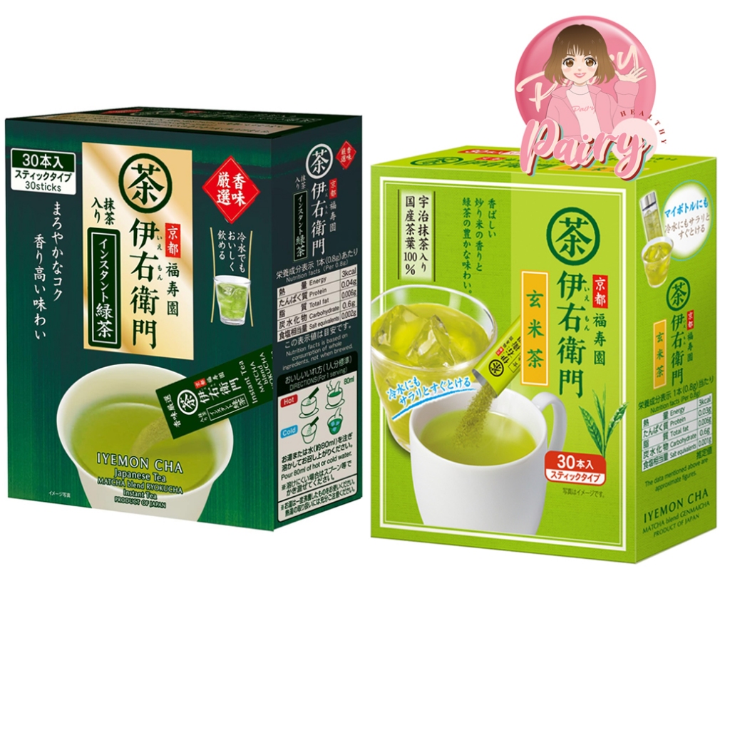 IYEMON CHA Instant Green Tea Stick อิเยมอน ชาเขียวสำเร็จรูป ผสมมัทฉะ [30ซอง/กล่อง] Japan