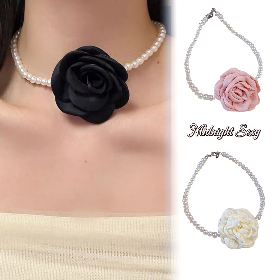 โชคเกอร์ necklace ดอกไม้ ไข่มุก สไตล์เกาหลี summer แฟชั่น ส่งเร็ว COD