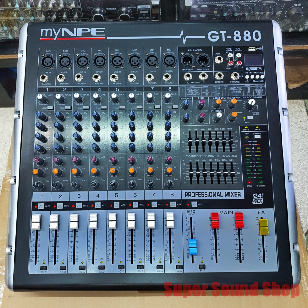 เพาเวอร์มิกซ์ มิกซ์ 8 CH MY NPE รุ่น GT-880 กำลังขับ 800Wx2 POWER MIXER mynpe 8 ช่อง GT 880 GT-880 M