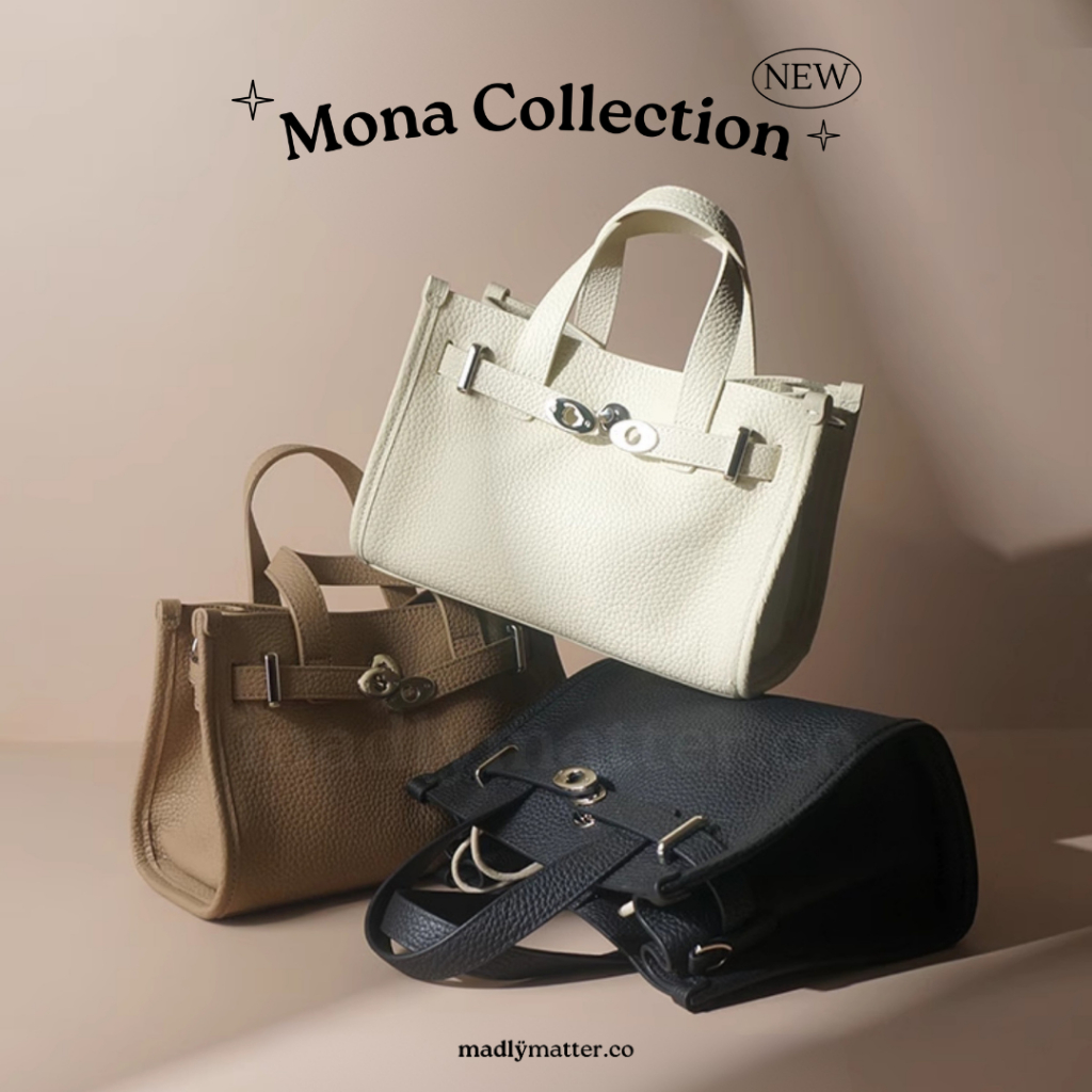 (พร้อมส่ง) New Arrivals กระเป๋าหนังวัวแท้ รุ่นMona Collection พร้อมส่ง4สี งานสั่งผลิตของทางร้าน @madlymatter.co
