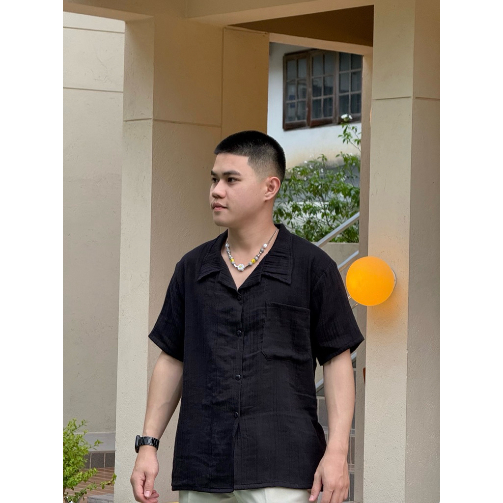 Lucus  เสื้อเชิ้ตคอปกผ้าสาลู 2 ชั้นและผ้าลินินผสมฝ้าฝ้าย เสื้อผู้ชาย ราคา ถูกที่สุด ดีลบีเคเค แกลเลอรีภาพที่ 5