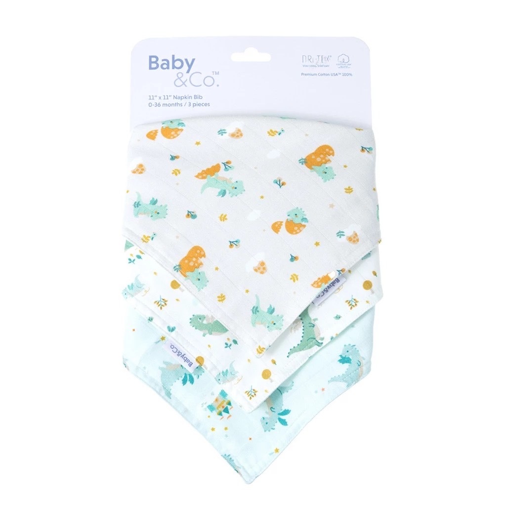 Baby&Co ผ้ากันเปื้อนอเนกประสงค์ (Napkin Bib) แพ็ค 3 ชิ้น ราคา ถูกที่สุด ดีลบีเคเค แกลเลอรีภาพที่ 2