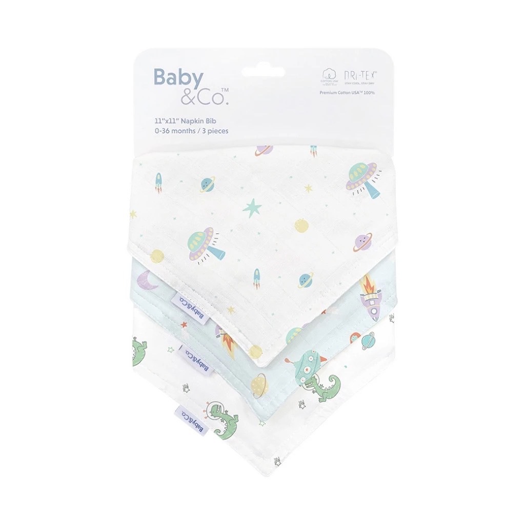 Baby&Co ผ้ากันเปื้อนอเนกประสงค์ (Napkin Bib) แพ็ค 3 ชิ้น ราคา ถูกที่สุด ดีลบีเคเค