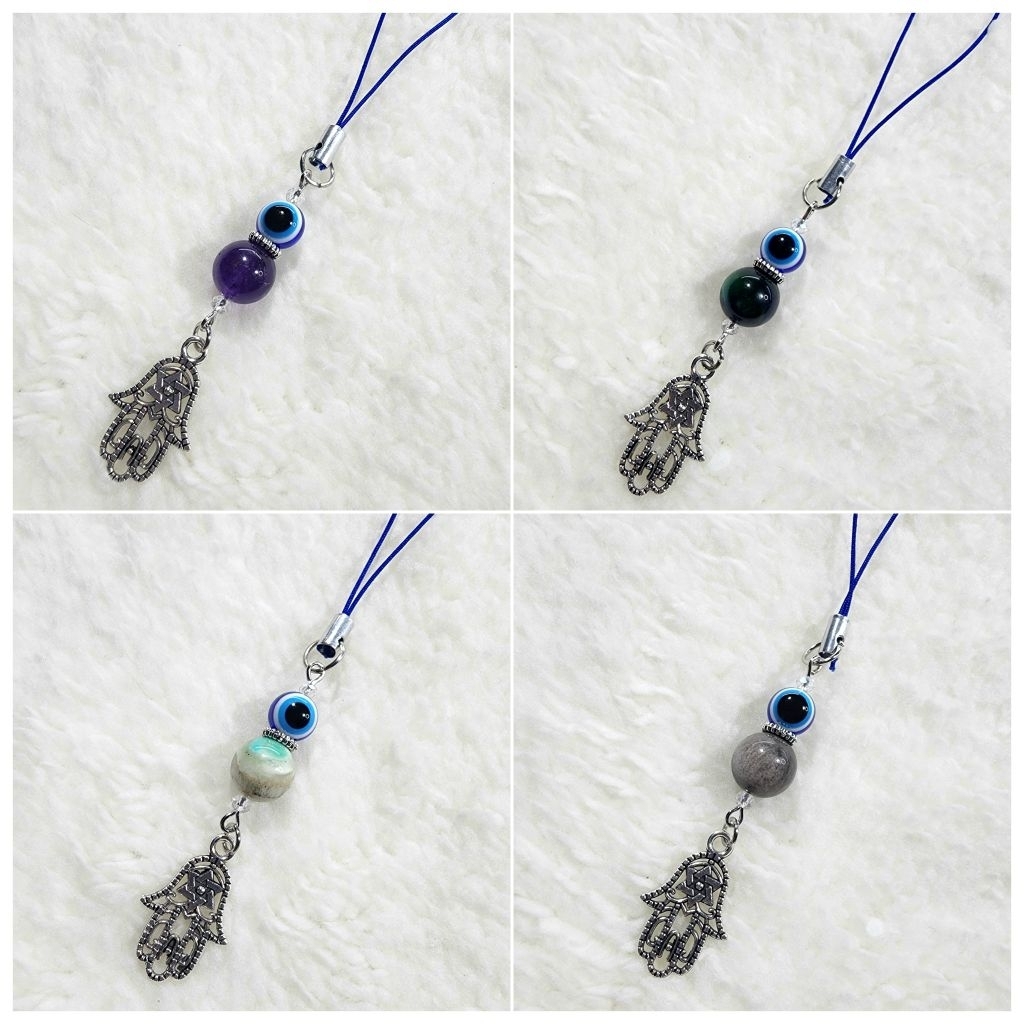 Phone charm >> หินนำโชค หินมงคล 🔮 EVIL EYE 🧿 ที่ห้อยมือถือ ที่ห้อยโทรศัพท์ พวงกุญแจ | เครื่องราง ของขวัญปัจฉิม handmade