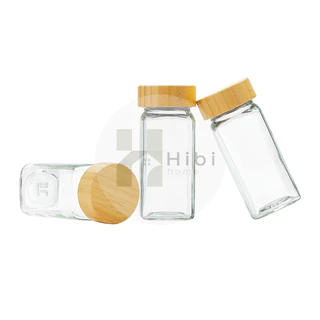 ขวดเครื่องปรุงจิ๋ว(ฝาไม้) 120มล ขวดแก้วฝาไม้ไผ่ สไตล์ญี่ปุ่นมินิมอล สำหรับจัดเก็บเครื่องปรุง ชา สมุนไพร หรือของแห้ง เพิ่