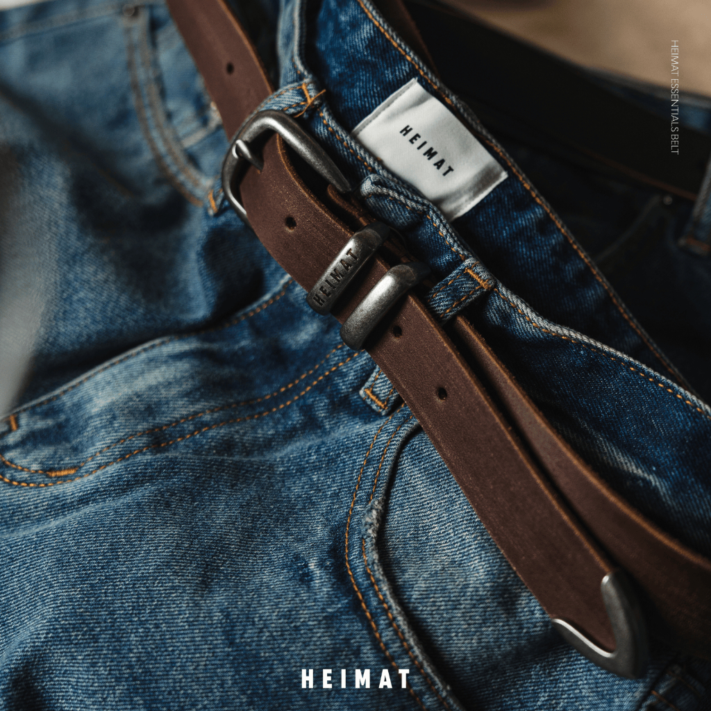 HEIMAT ESSENTIALS BELT - RUSTIC BROWN - เข็มขัดหนังแท้ดีเทล scratched