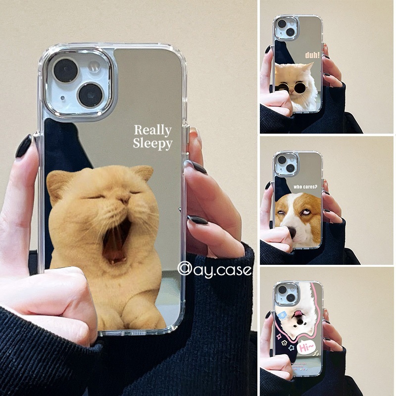 🚚COD🚚 Case For เคส iPhone 11 13 15 16 14 12 17 Pro Max เคสไอโฟน11 15promax 16pro เคส แมวสลัว กรณีโทรศัพท์มือถือชุบกระจ