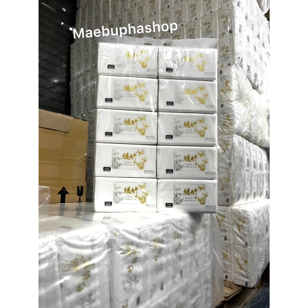 ทิชชู่ไผ่ทอง ชุด 1 หิ้ว 10 ห่อ 480แผ่นหนา4ชั้น กระดาษชำระ  กระดาษทิชชู่
