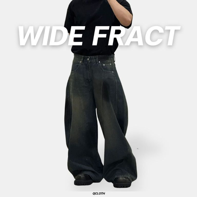 QCLOTH : WIDE FRACT JEANS