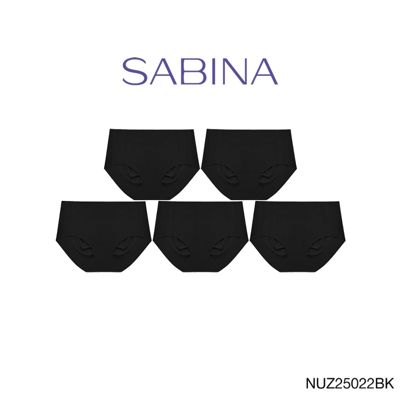 [Online Exclusive] (Set 5 ชิ้น) Sabina Panty Zone Seamless Series ทรงเอวสูงปานกลาง รหัส NUZ25022BK - สีดำ
