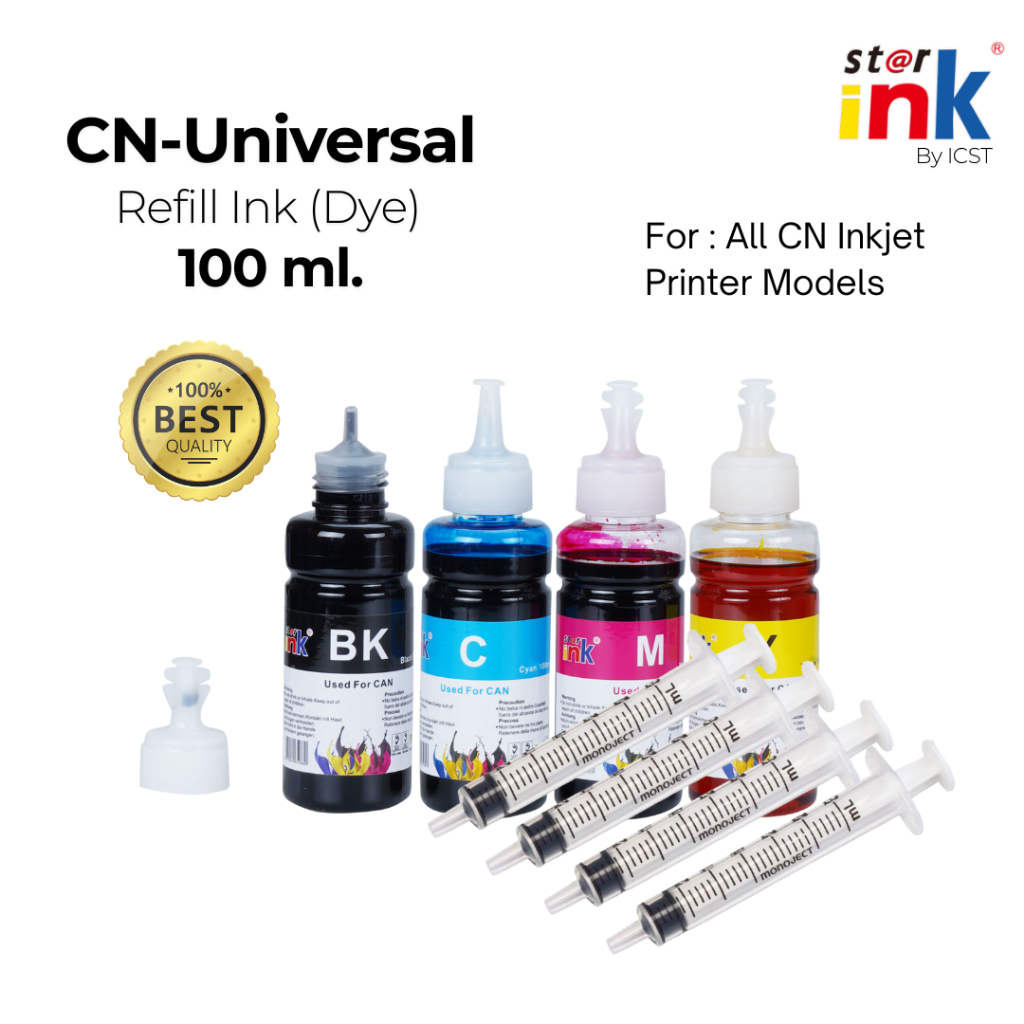 Starink หมึกเติม GI-790 4ขวด4สี+4เข็ม เครื่องปริ้น Canon G1010, G2000, G2002, G2010, G3000, G3010, G4000, G4010(100ml.)