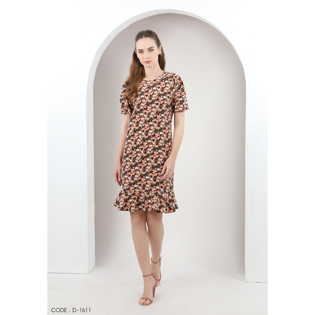 AMILA Dress VE-D1611 by VERONIQA พีชสกิน แขนสั้น IGPU25-9