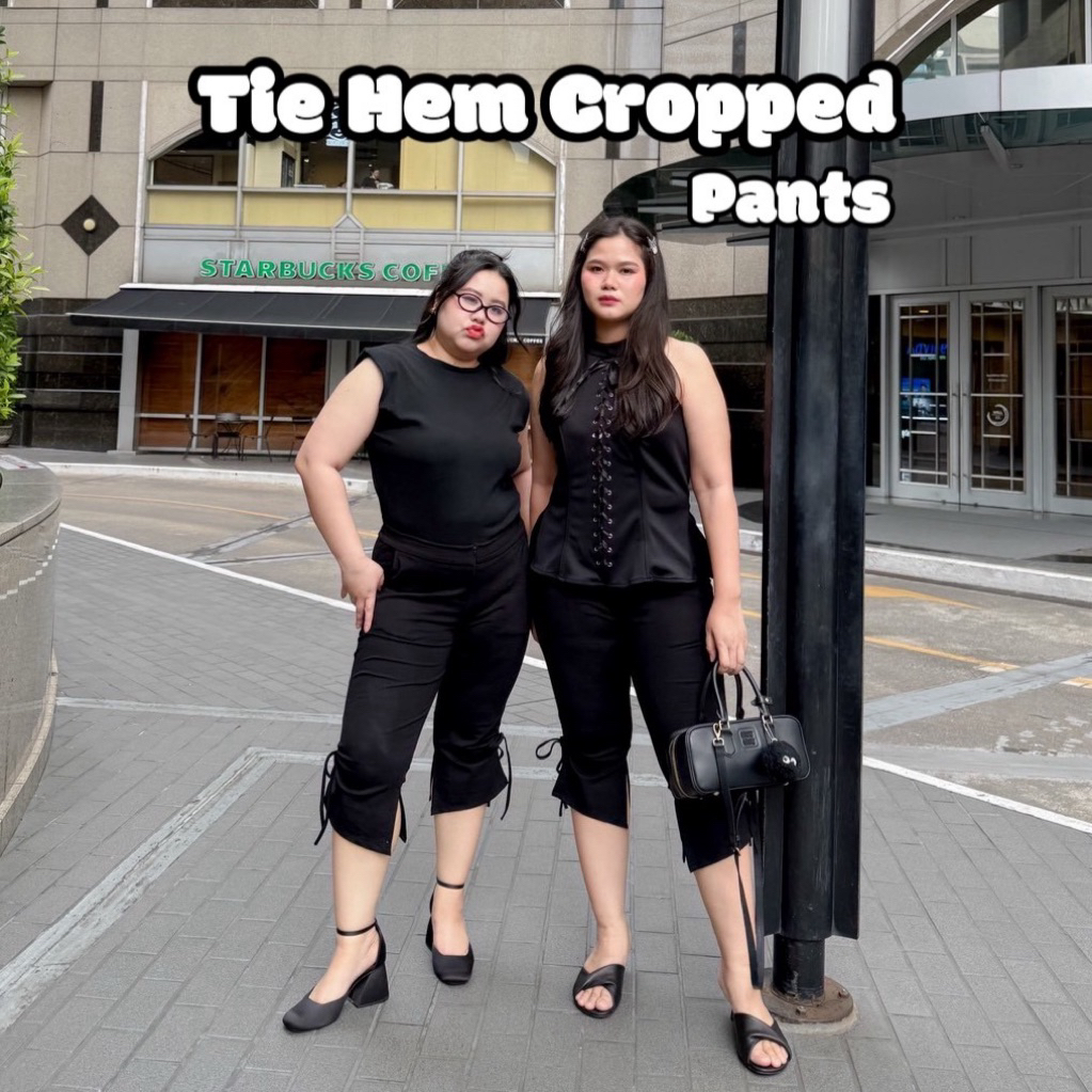 Lady M | Tie Hem Cropped pants plussize กางเกงขา 7 ส่วนสีดำ สาวอวบ พลัสไซส์ถูกใจแน่นอนค่ะ ดีไซน์เท่ดุดัน ใส่ทำงาน เที่ยว
