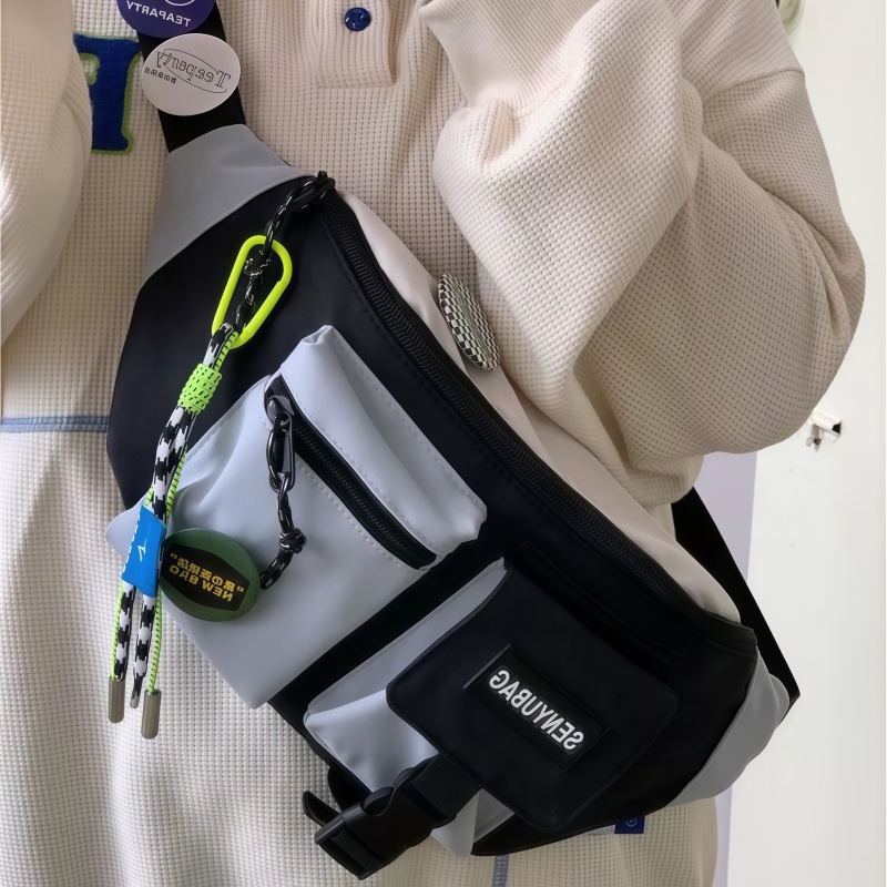 กระเป๋าคาดหน้าอก คาดเอว สะพายข้าง สไตล์สปอร์ต ผ้าไนล่อนกันน้ำ กระเป๋าแฟชั่น กระเป๋าสะพายไหล่ผู้ชายที่มีคุณภาพสูง