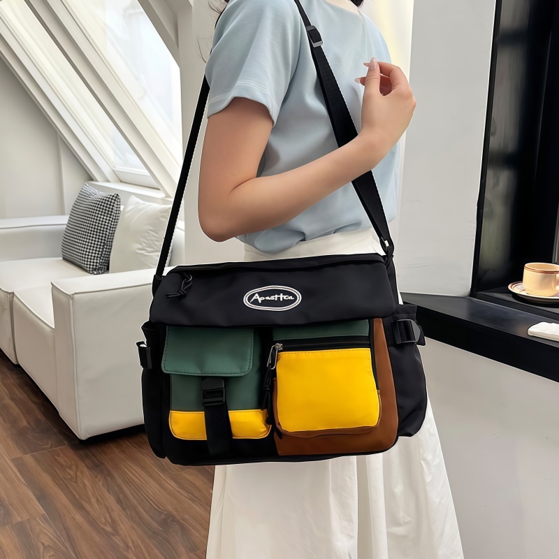 กระเป๋าสะพายไหล่ลําลอง ขนาดใหญ่ จุของได้เยอะ แบบเรียบง่าย แฟชั่นสำหรับผู้ชายผู้หญิง