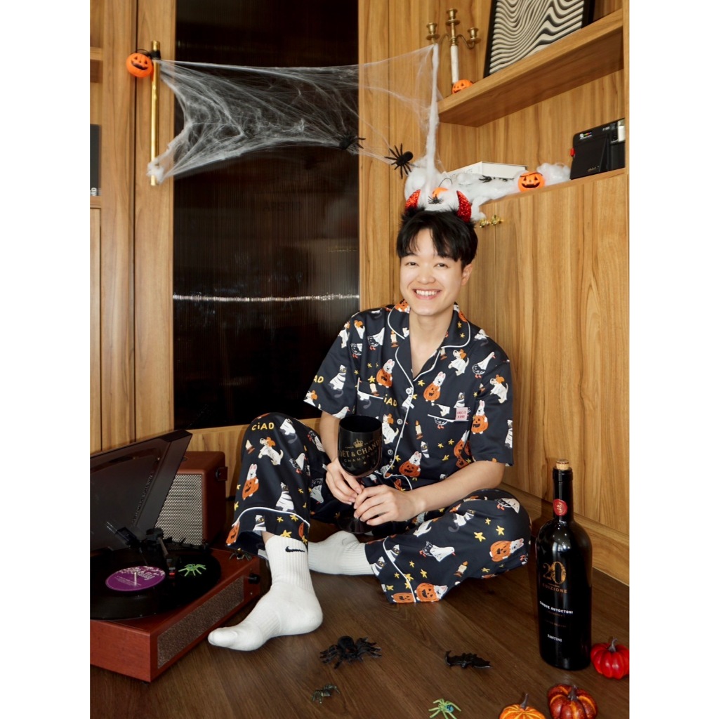 Black halloween autumn set แขนสั้น ขายาว ชุดนอนโนบรา Call it a day