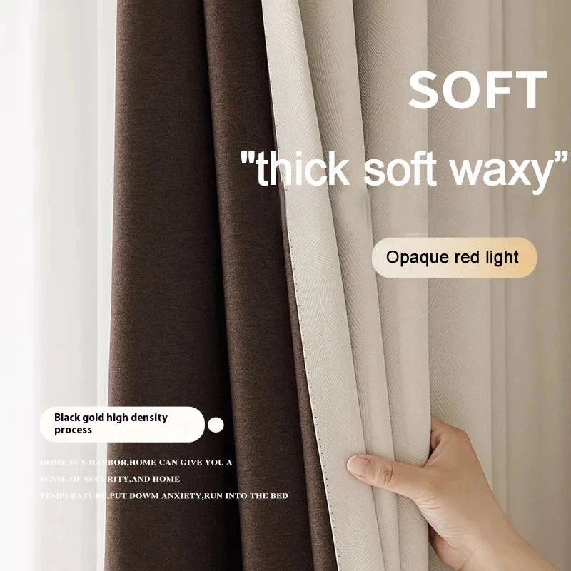 ผ้าม่าน ผ้าม่านจีบ ตะขอ ม่านตาไก่กันความร้อนและเสียง 99% ม่านประตู ฉากกั้นห้อง ผ้าหนา 3 ชั้น - รูปที่ 3