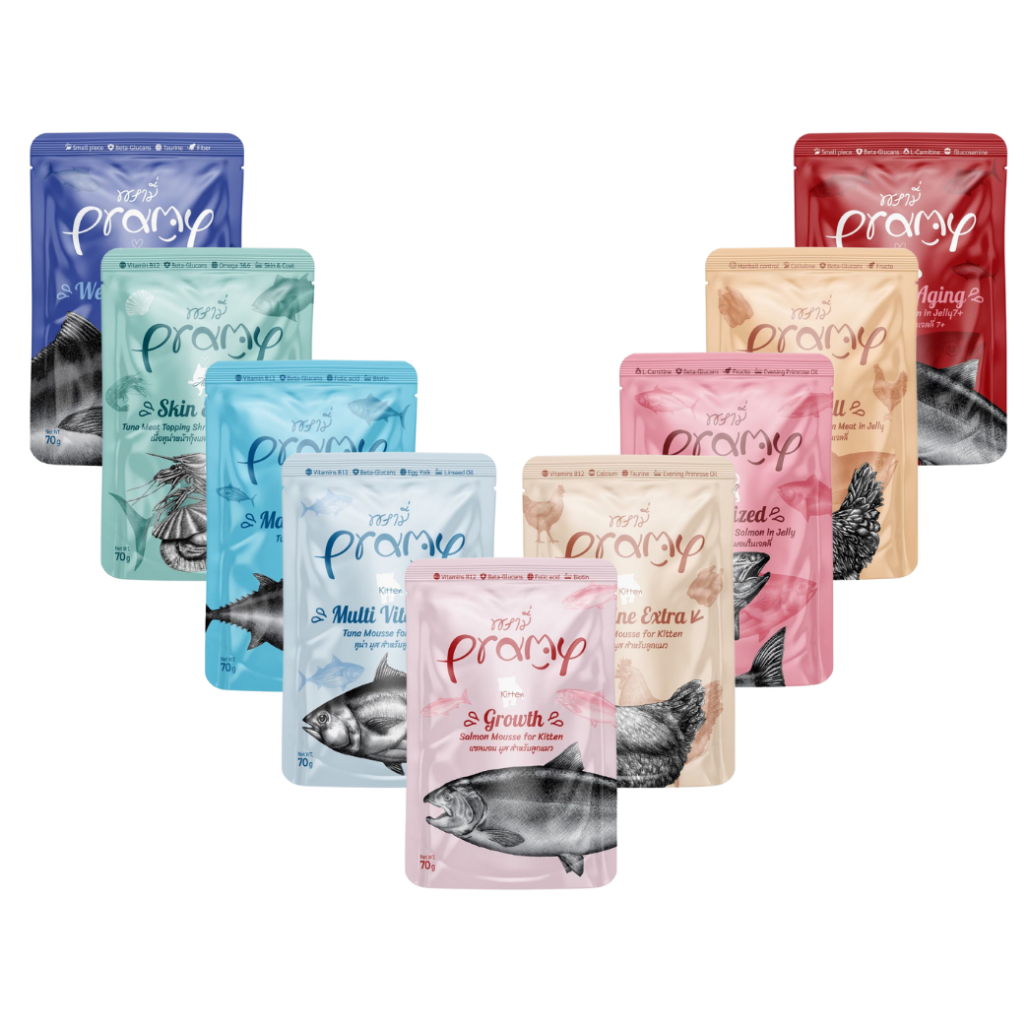 (1 ซอง) Pramy อาหารเปียกแมว ชนิดซอง ขนาด 70 กรัม