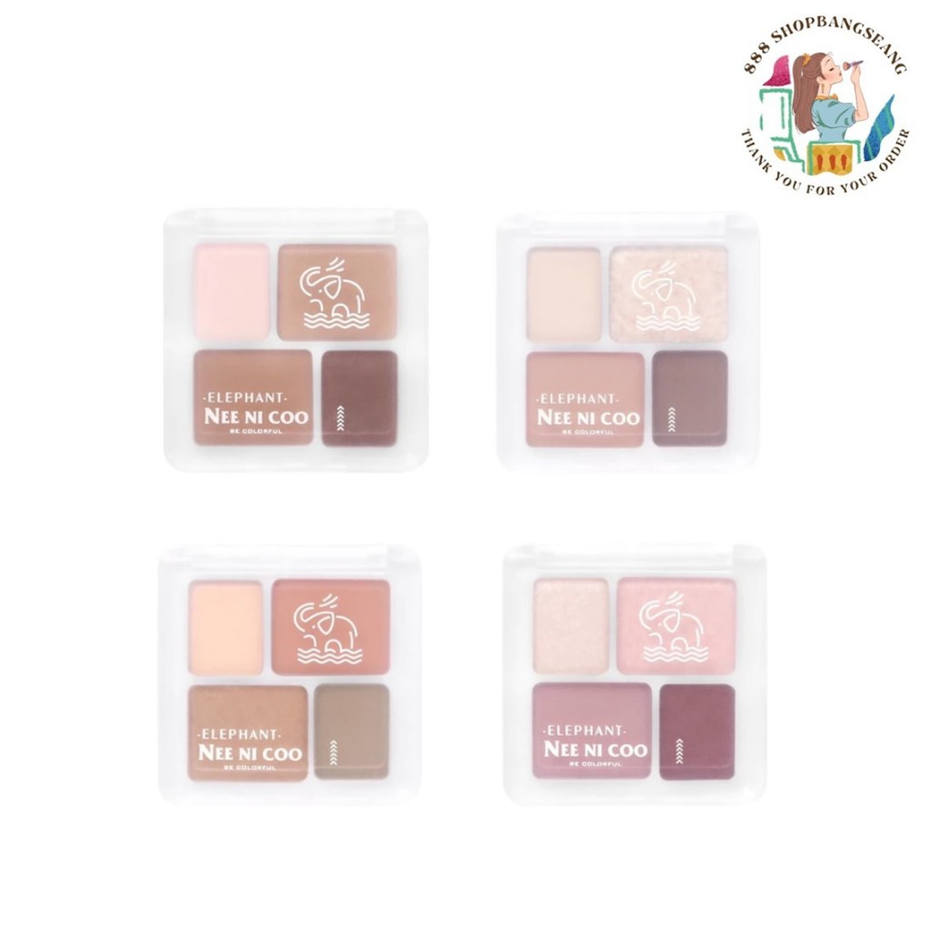 อายแชโดว์ทาตา นีนิโค บี คัลเลอร์ฟลู เอลิเฟนท์ 4 คัลเลอร์Nee Ni Coo Elephant 4 Color Eyeshadow NC023