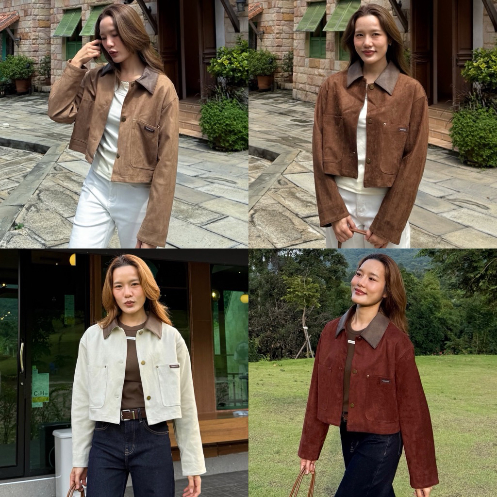 APPAREL.STORY - Yame Suede Jacket (ยาเมะ) เสื้อแจ็กเกตทรงครอปหนังกลับ งานเรียบๆแต่สวยแพง