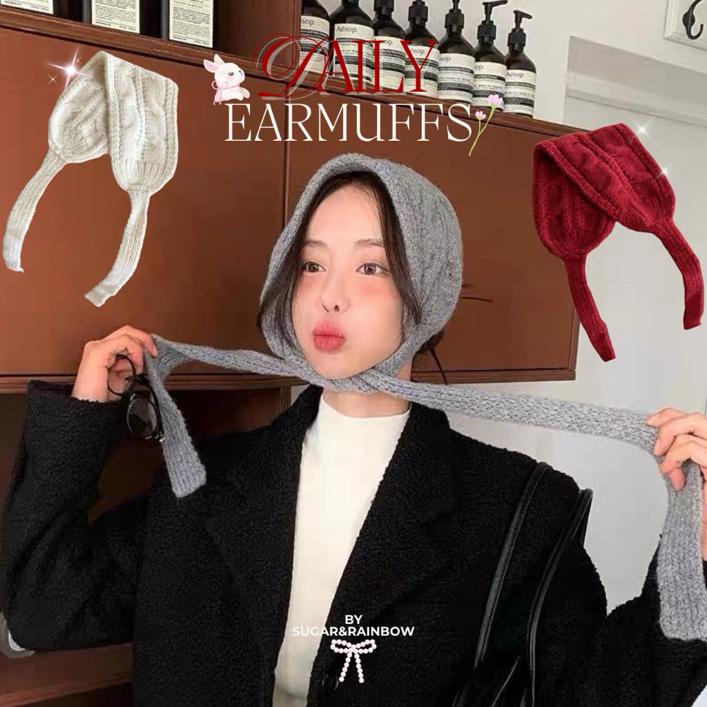 daily earmuffs วูล knit ถักคาดผม ที่ปิดหูอุ่นๆ ลูกคุณสุดๆ กันหนาวแบบติดแกลม