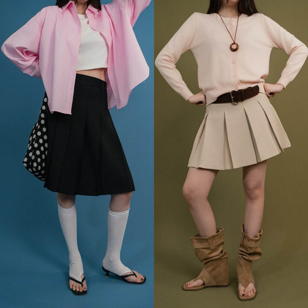 Lily_Sp096 กระโปรงพีทผ้าญี่ปุ่นพรีเมียม ทรงสวย ใส่สบาย มี2ความยาว แมทง่ายได้หลายลุค สไตล์เกาหลี