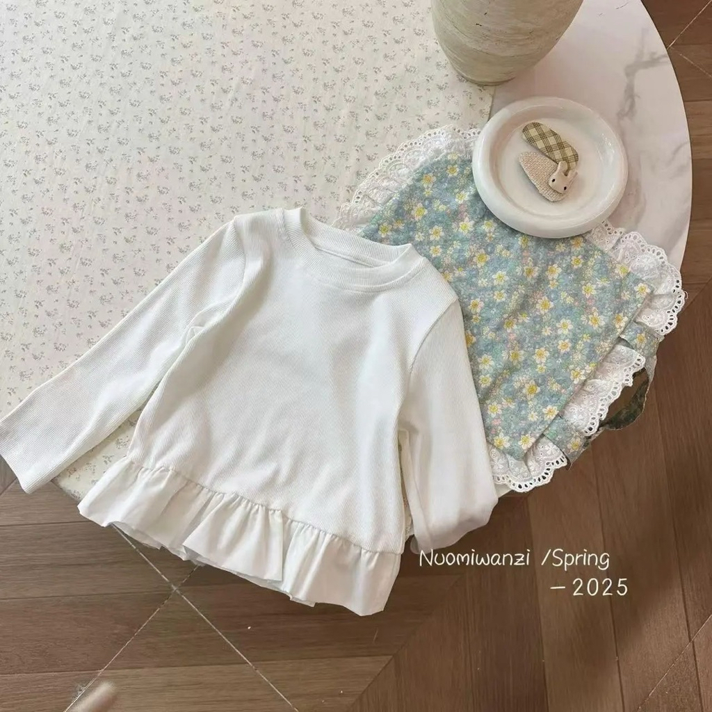 [Namsaii kids] พร้อมส่ง ชุดเด็กผู้หญิง  เสื้อยืดลูกไม้แขนยาว ราคา ถูกที่สุด ดีลบีเคเค แกลเลอรีภาพที่ 3