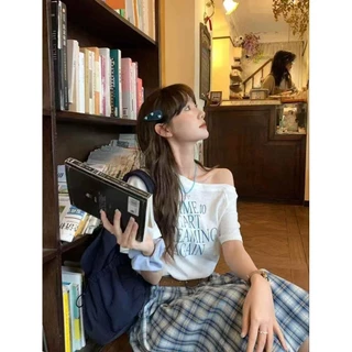 ✅️ พร้อมส่ง จาก🇹🇭✨️ TAG: WG.WE เสื้อปาดไหล่ แขนสั้น