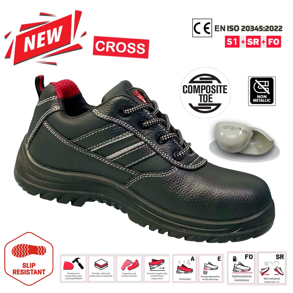 VR รองเท้าเซฟตี้หัวคอมโพสิต รุ่น CROSS กันลื่น ต้านไฟฟ้าสถิตย์