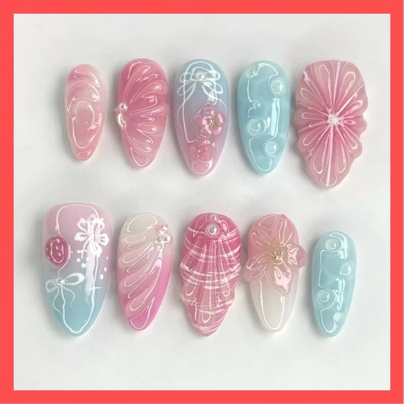 【สินค้าใหม่DD1131] พร้อมส่งในไทย แฟลชเจาะเล็บปลอม เล็บปลอมกันน้ำ กล่องละ 24 ชิ้น เล็บปลอมสำเร็จรูป