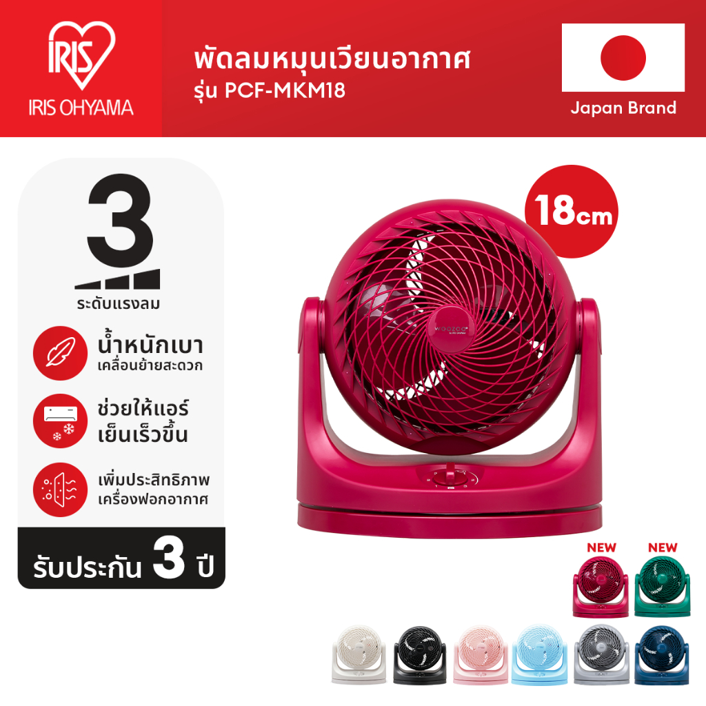 [3 Years warranty] IRIS OHYAMA ไอริส โอยามะ พัดลมหมุนเวียนอากาศ พัดลมตั้งโต๊ะ WOOZOO รุ่น PCF-MKM18 