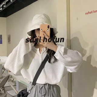 Beryl🌻เสื้อยืดแขนยาวผู้หญิง ผ้าใส่สบาย เสื้อยืดย้อนยุคขี้เกียจ