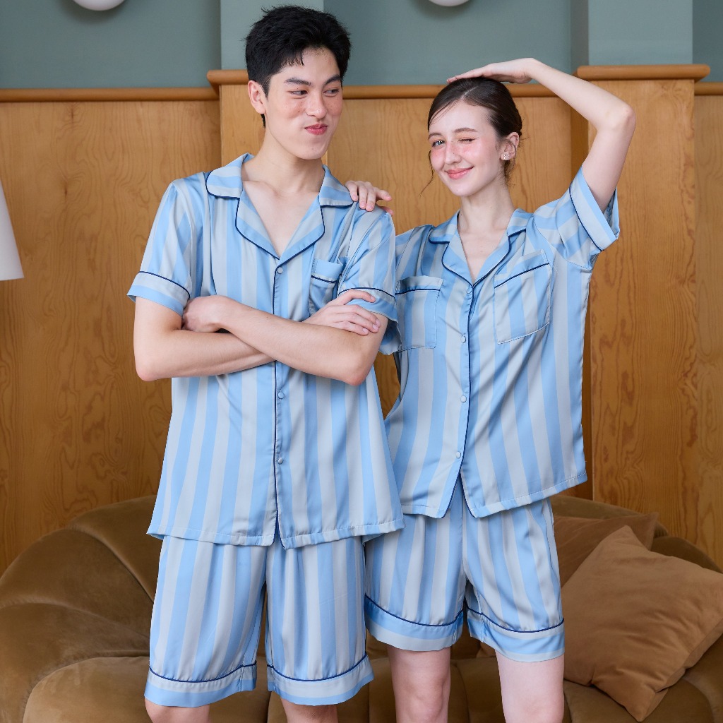 ชุดนอน Muslin Pajamas Collection Muslin Pet รุ่น Blue Cream (N3279 T3279 Y3279 Y3280) | ชุดคู่รัก