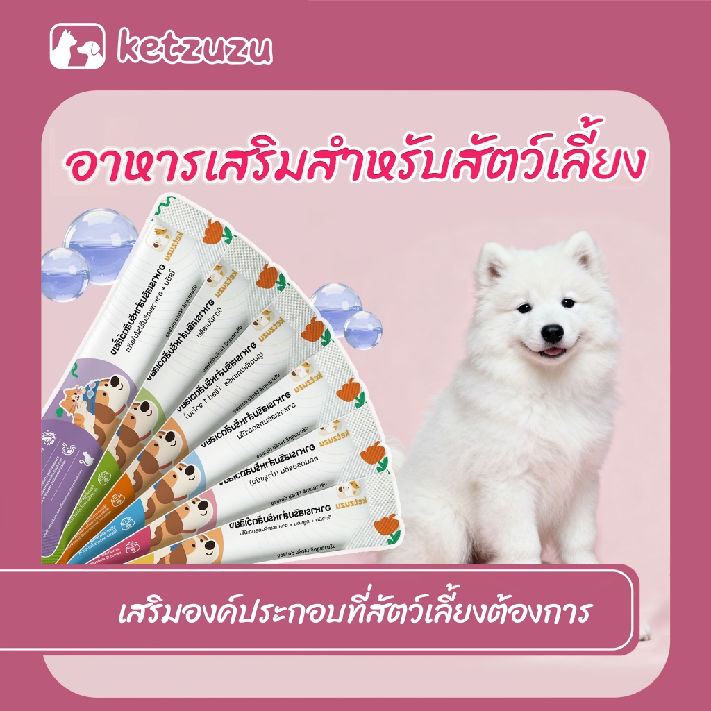 Ketzuzu อาหารเสริมสำหรับสัตว์เลี้ยง อาหารเสริมสำหรับแมว วิตามินรวม สุขภาพแมว 14 กรัม