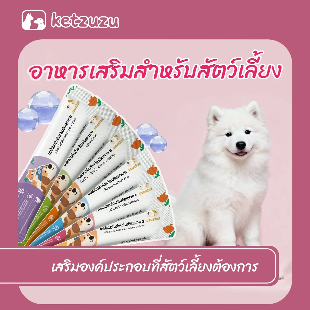 Ketzuzu อาหารเสริมสำหรับสัตว์เลี้ยง อาหารเสริมสำหรับแมว วิตามินรวม สุขภาพแมว 14 กรัม