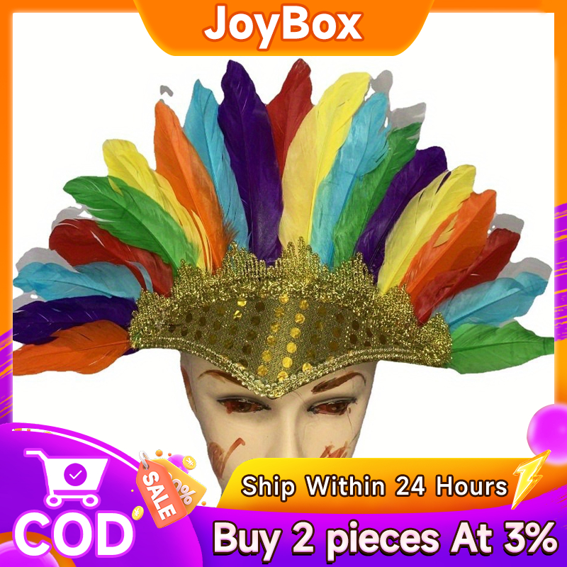 JOYBox คาดผมขนไก่ แผงหน้า แต่งพู่ ข้าง มีหลายสี ที่คาดผมขนนก จัดส่งในกรุงเทพฯ