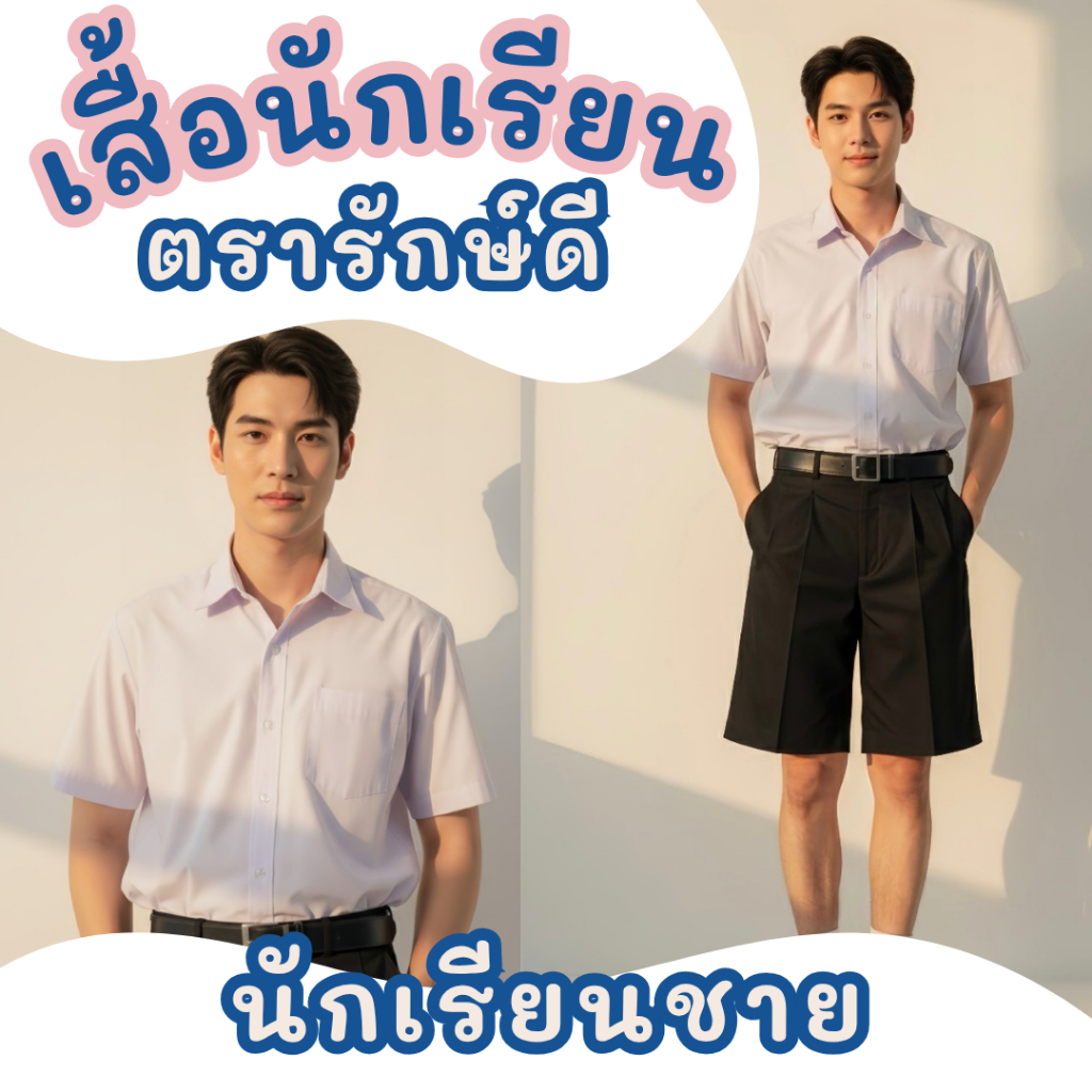 (ปักชื่อฟรี สั่งขั้นต่ำ 2 ตัว) เสื้อเชิ้ตนักเรียนชาย ตรารักษ์ดี ราคาสุดคุ้ม เนื้อผ้าดี มีบิลเบิก