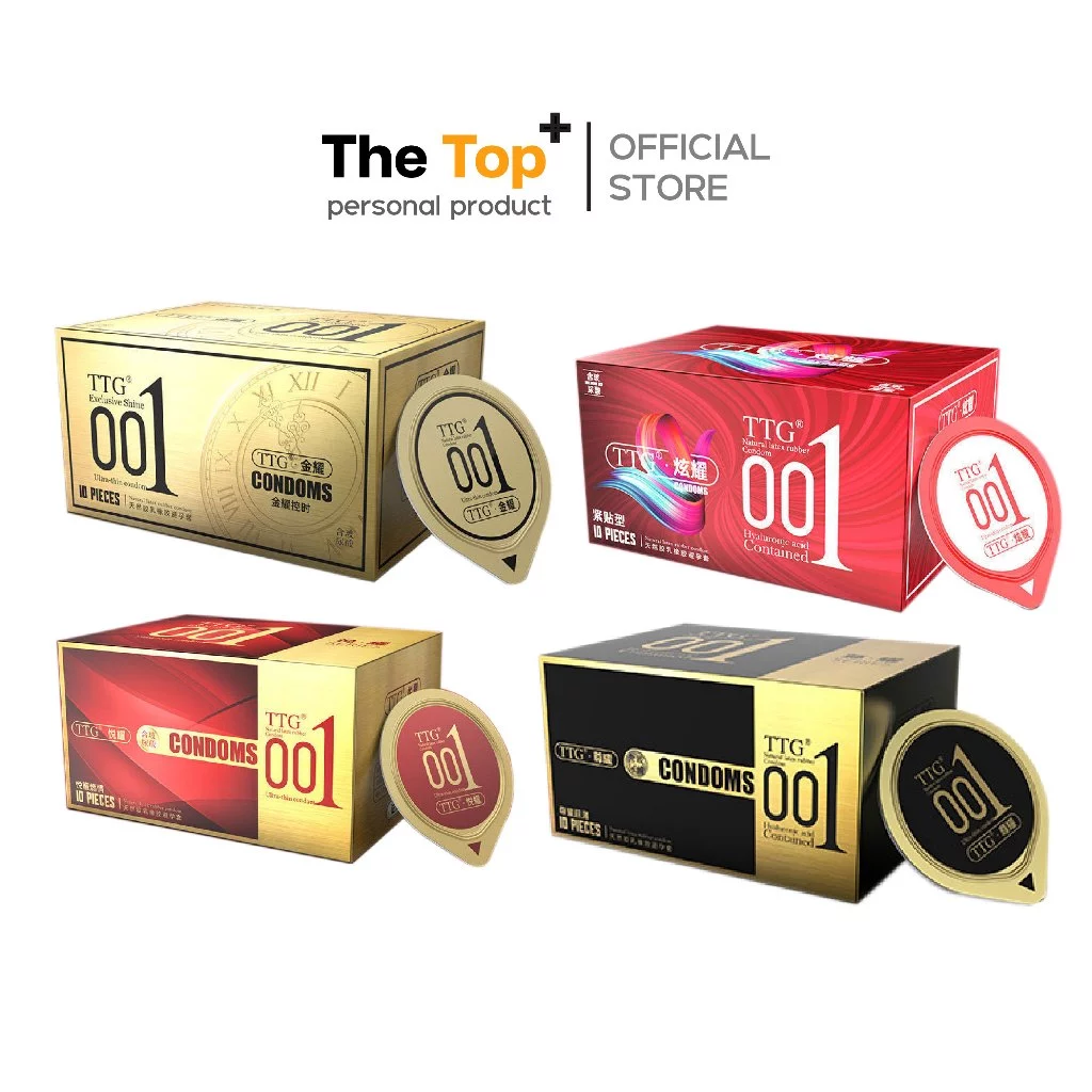 TTG Glory Series ถุงยางอนามัย 001 กลิ่นหอม ชนิดเรียบ บาง ขรุขระ ขีด ปุ่ม เพิ่มไฮยาลูรอน ไซส์ 49/52±2