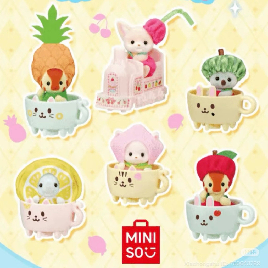 (🍉🍍พร้อมส่งด่วนในไทย) แบบสุ่มโมเดล : Sylvanian Families Cutie Collectibles -Fruity Teacup Train-
