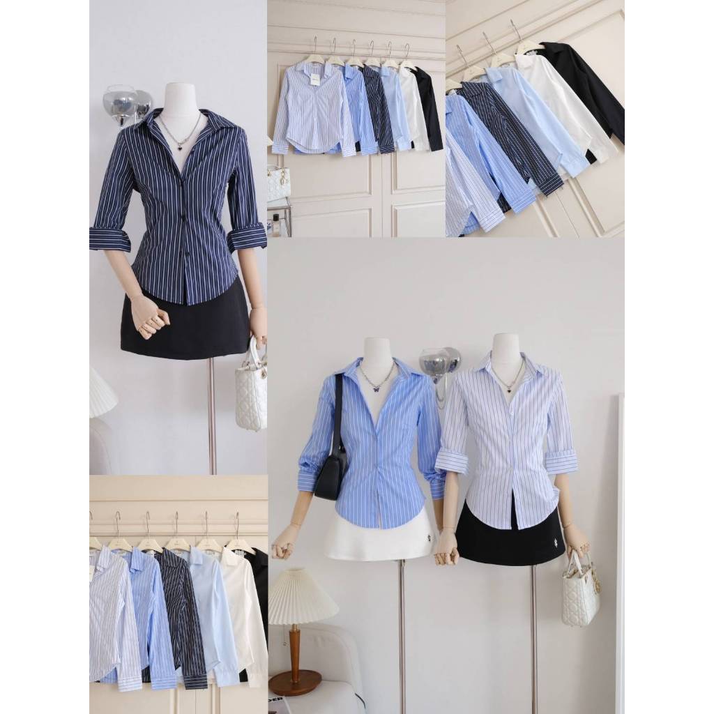 •PRISANA• PSN 87048 เสื้อเชิ้ตผ้าคอตตอนนิ่ม ลื่น ใส่สบาย ดีเทลตีเกล็ดเข้ารูป ใส่สวยปั้ว ๆ