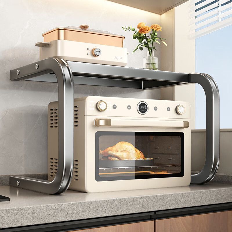 ชั้นวางไมโครเวฟ C-Shape พร้อมที่วางหม้อหุงข้าว ช่วยจัดระเบียบพื้นที่บนเคาน์เตอร์ในครัว