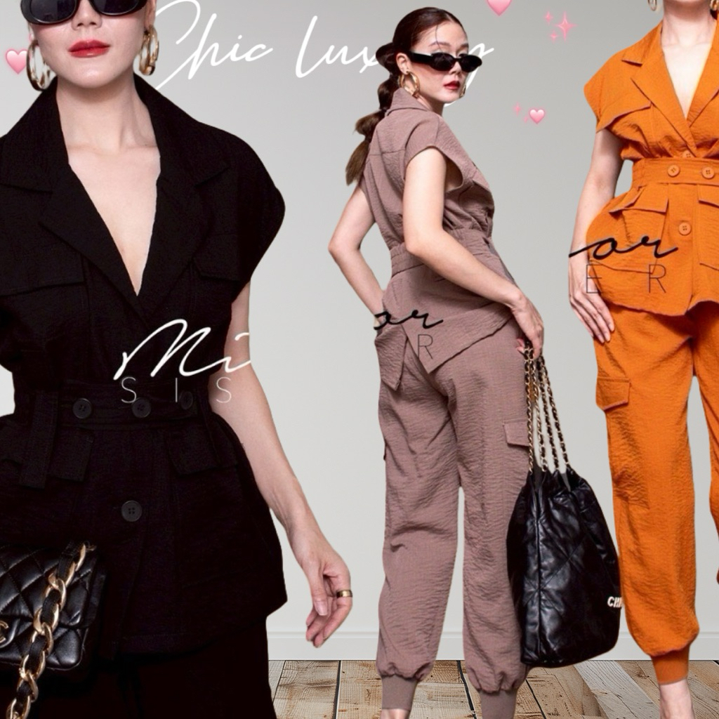 MirrorsisteR 50425.1 • เซ็ทเสื้อคู่กางเกง สไตล์feminineเท่ห์ๆ เรียบง่าย