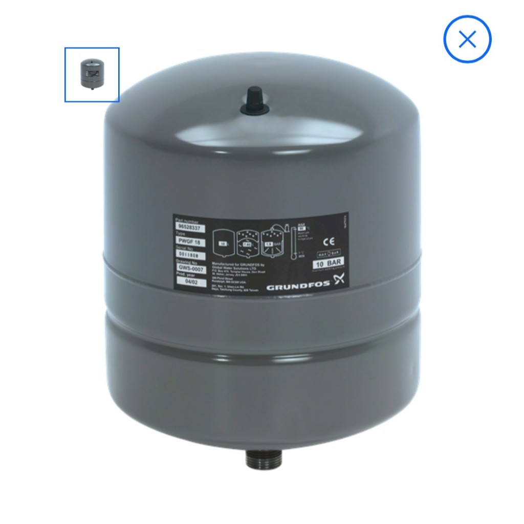 🎉แท้ ส่งไว🎉GRUNDFOS ถังแรงดันน้ำ ขนาด 18ลิตร Grundfos รุ่น GT-H-18 PN10 G1 V 10bar อะไหล่ปั๊ม อุปกรณ์เสริม