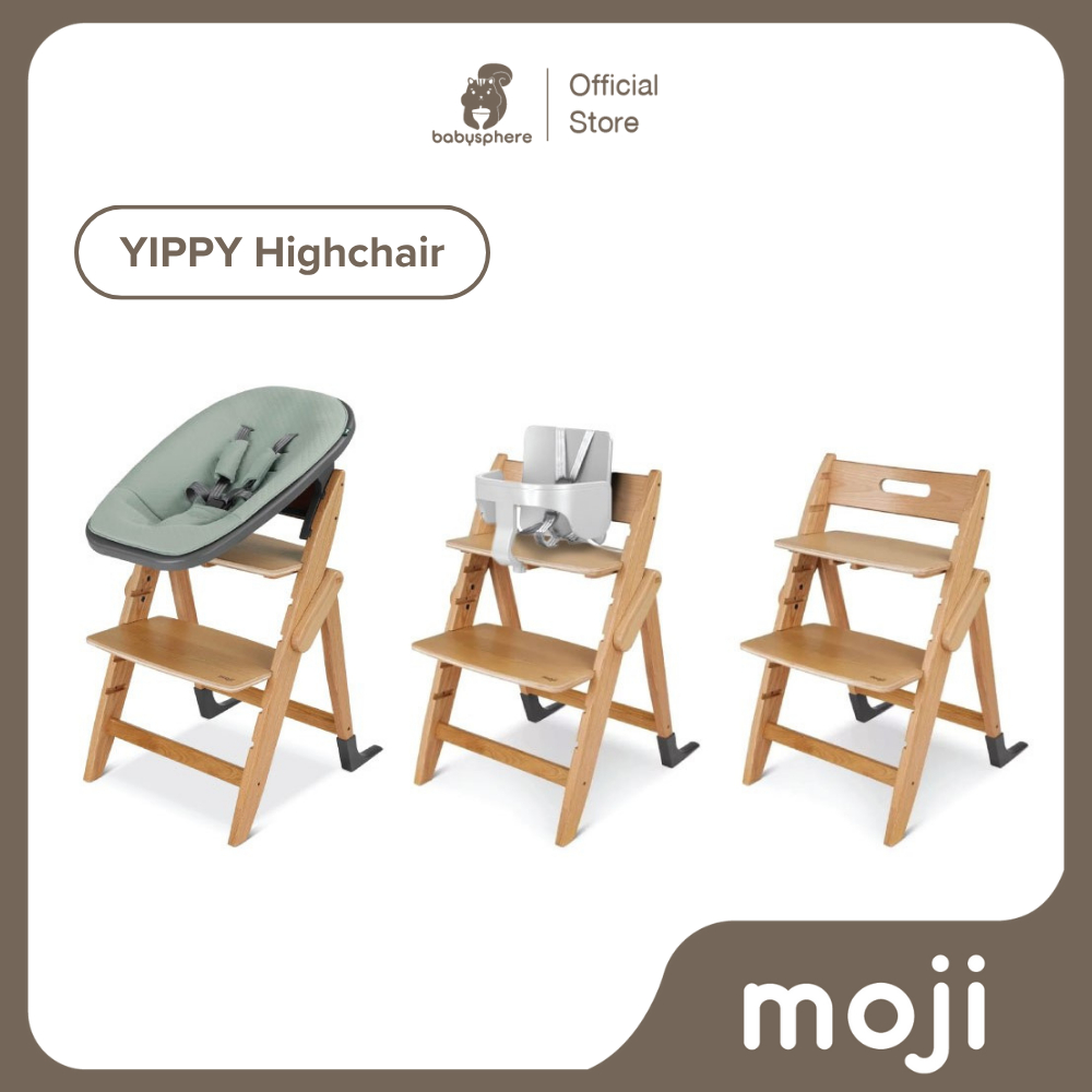 MOJI | เก้าอี้ไม้ทานข้าวเด็ก YIPPY รองรับน้ำหนักได้ 90 kg เป็น Highchair สำหรับเด็กตั้งแต่แรกเกิด